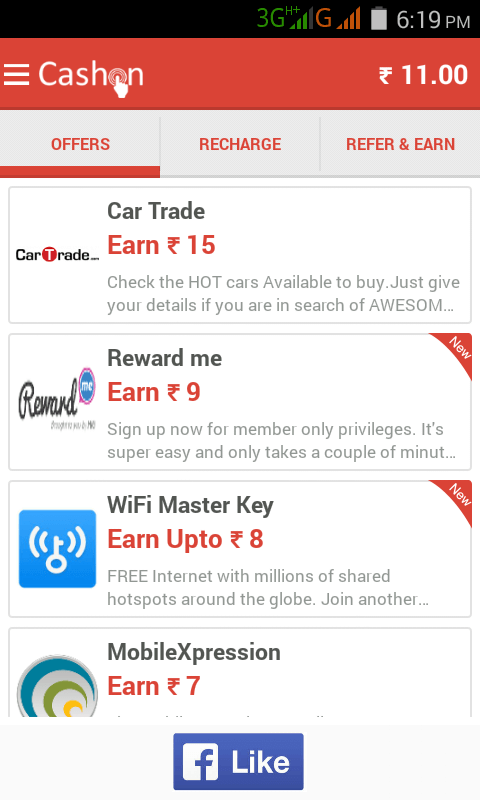 Cashon free recharge app